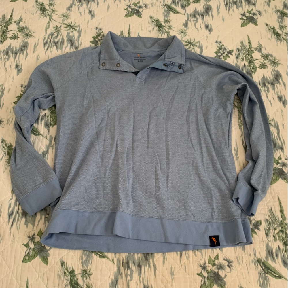 Margaritaville Island Reserve XL Blue Parrot Pullover 1/4 Zip Jimmy Buffett